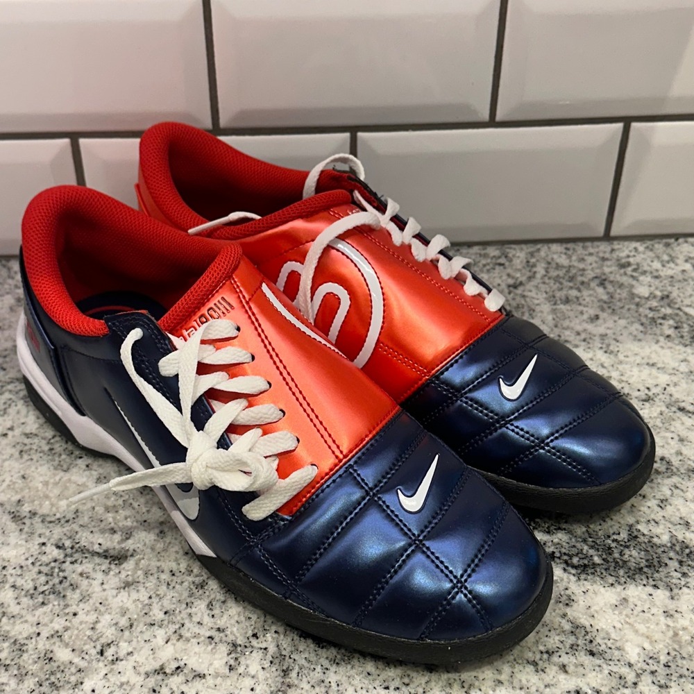 New Nike Mens 10 Total 90 III Indoor Soccer Shoes Navy Red 11763 Metallic Y2K